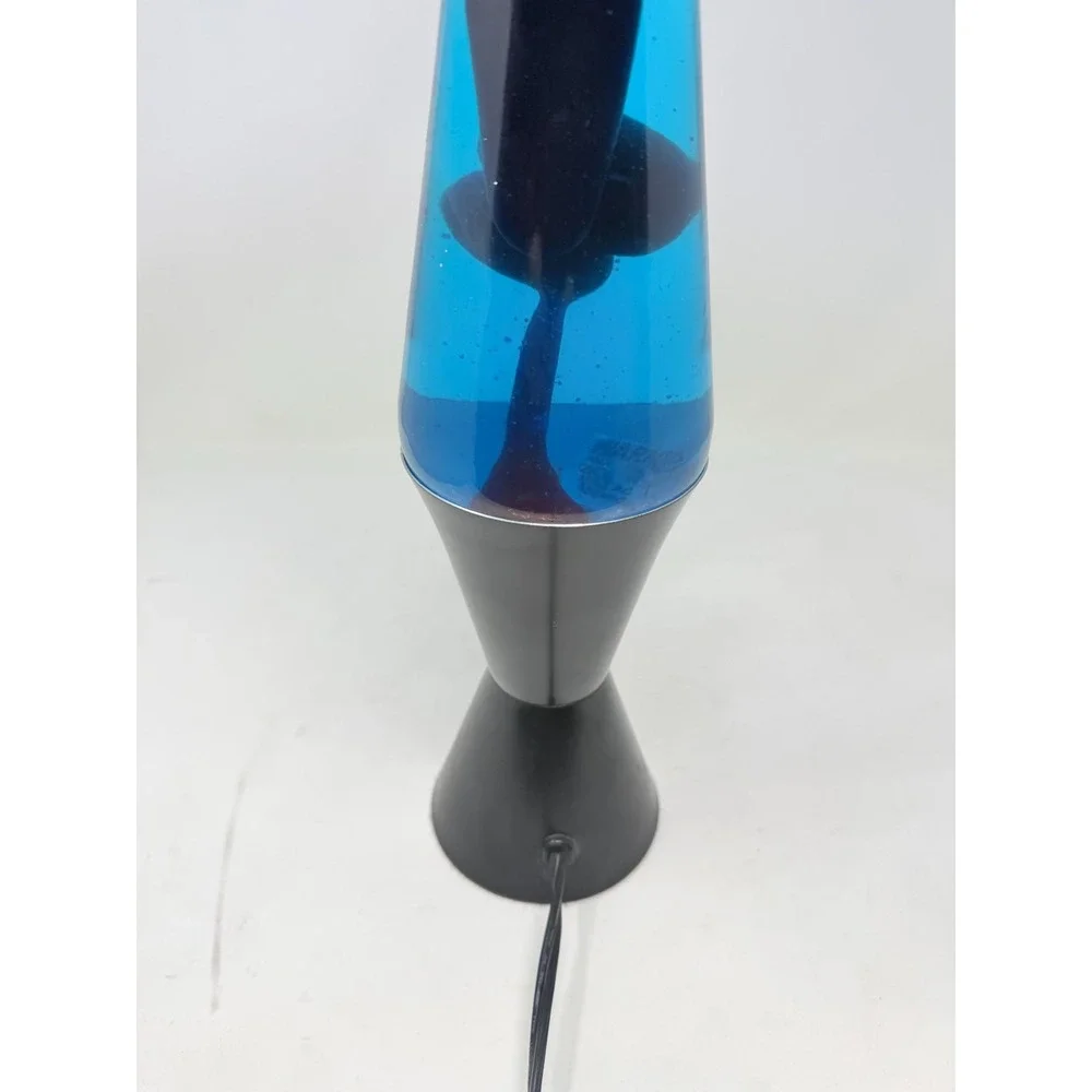 Vintage 1994 Lava Lite Midnight Series Lava Lamp Blue Liquid Black Base 16